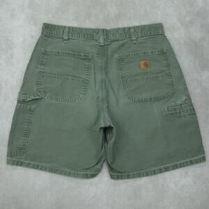 Vintage Y2K Carhartt B144 OLV Olive Green Carpenter Short Workwear 32x7.5